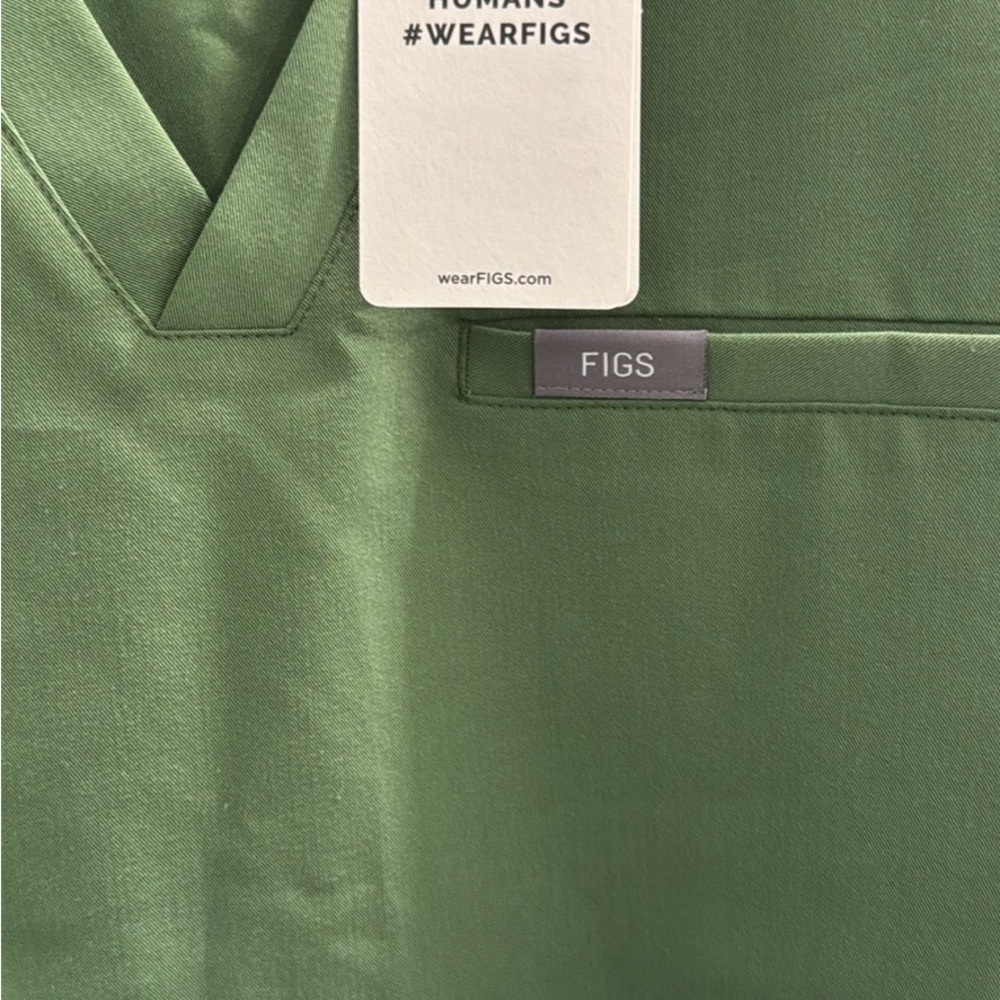 Figs Green V-Neck Shirt with Smooth Fabric
